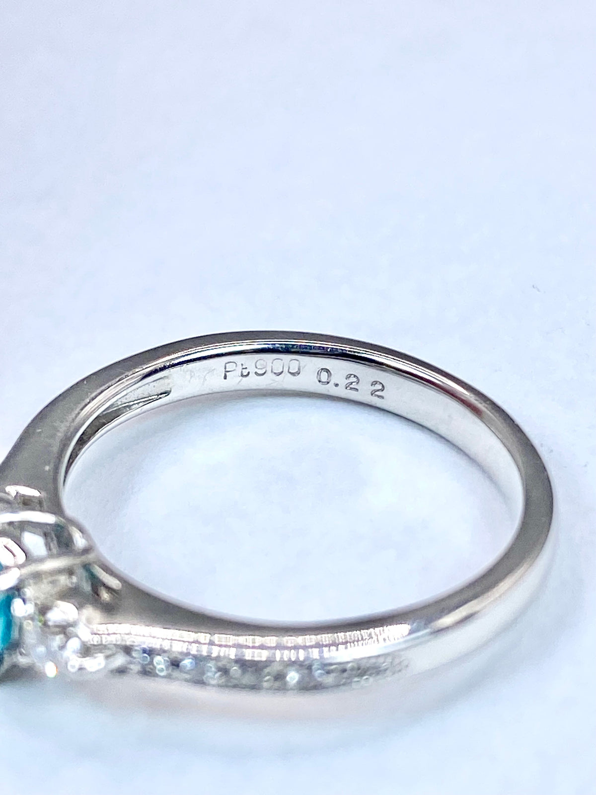 パライバトルマリン 0.22ct / ダイヤモンド 計0.22ct Pt900 リング 10号【リフレッシュメント(新品仕上げ・補修・洗浄等済)】【3日以内返品可（※カード/キャリア決済の場合）】