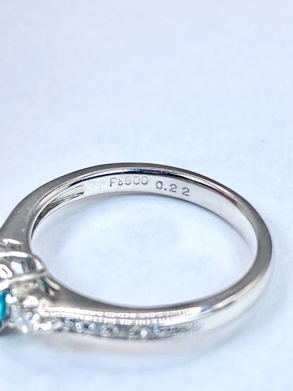 パライバトルマリン 0.22ct / ダイヤモンド 計0.22ct Pt900 リング 10号【リフレッシュメント(新品仕上げ・補修・洗浄等済)】【3日以内返品可（※カード/キャリア決済の場合）】