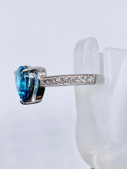 ブルージルコン 3.49ct / ダイヤモンド 計0.20ct Pt900 リング 12号リフレッシュメント新品仕上げ・補修・洗浄等済3日以内返品可※カード/キャリア決済の場合 4枚目