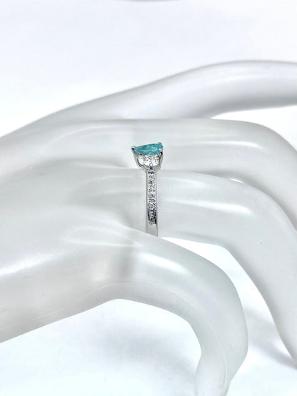 パライバトルマリン 0.22ct / ダイヤモンド 計0.22ct Pt900 リング 10号【リフレッシュメント(新品仕上げ・補修・洗浄等済)】【3日以内返品可（※カード/キャリア決済の場合）】