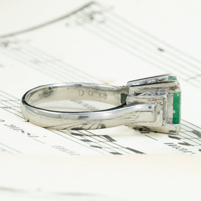 昭和ジュエリー エメラルド ダイヤモンド リング Pt900 1.01ct ヴィンテージ 昭和レトロ 透かしデザイン プラチナ 指輪 MR00777