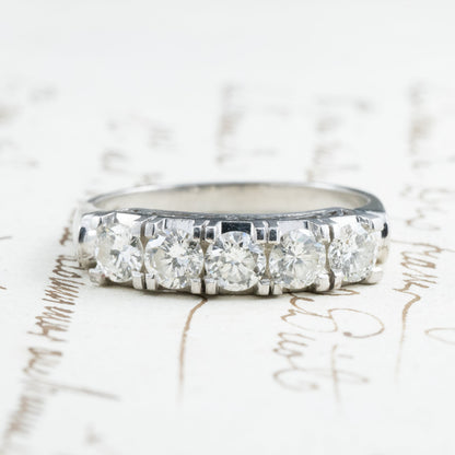 昭和ジュエリー ダイヤモンドリング Pt900 1.00ct 一文字リング ヴィンテージ 昭和レトロ 透かしデザイン 指輪 プラチナ MR00739