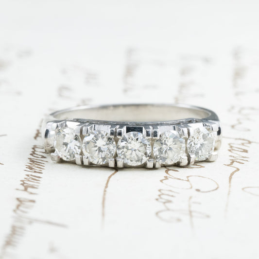 昭和ジュエリー ダイヤモンドリング Pt900 1.00ct 一文字リング ヴィンテージ 昭和レトロ 透かしデザイン 指輪 プラチナ MR00739 2枚目