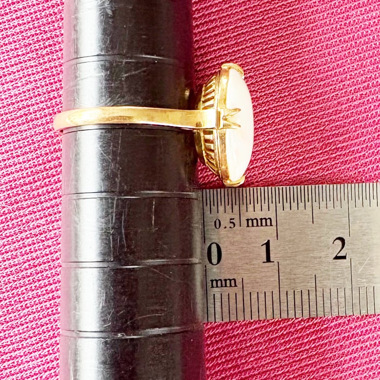 昭和レトロ オパールリング K18 千本透かし ヴィンテージ 指輪 和ジュエリー 遊色 カボション MOR00690