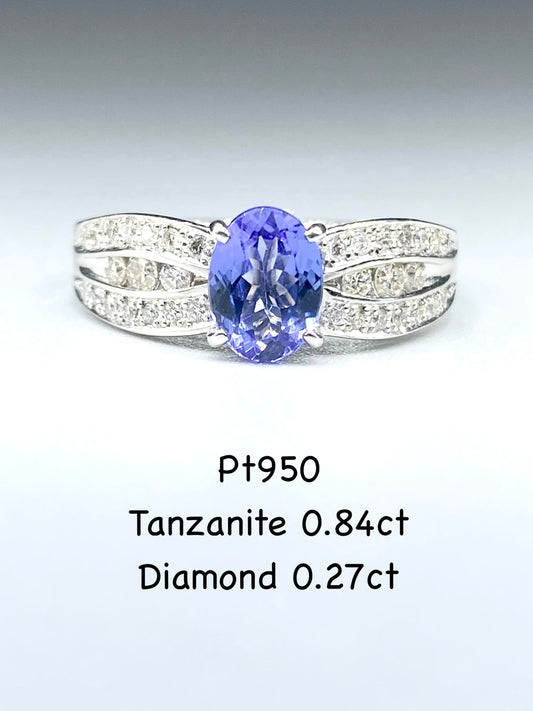 タンザナイト 0.84ct / ダイヤモンド 計0.27ct Pt950 リング 11.5号リフレッシュメント新品仕上げ・補修・洗浄等済3日以内返品可※カード/キャリア決済の場合動画リンク　Twitt