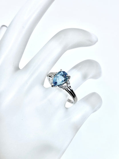 サンタマリア アクアマリン 1.23ct/ダイヤモンド 計0.08ct Pt900 リング 14号【リフレッシュメント(新品仕上げ・補修・洗浄等済)】【3日以内返品可（※カード/キャリア決済の場合）】