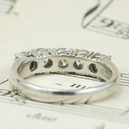 昭和レトロ ダイヤモンド リング 一文字 デザイン ヴィンテージ  Pt900 ５石 1.06ct MR00761