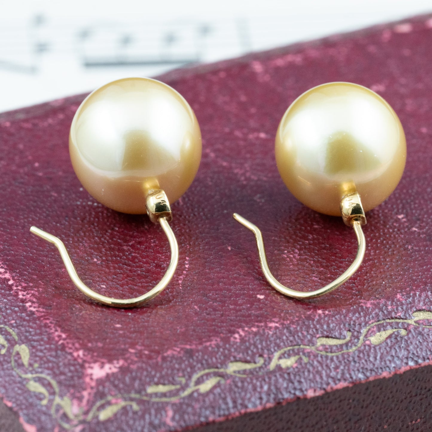 ゴールデンパール ピアス K18 白蝶真珠 12.2-12.4mm ダイヤモンド 0.04ct 大粒パール MOE00062