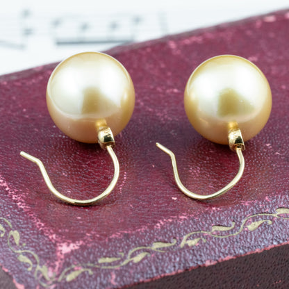 ゴールデンパール ピアス K18 白蝶真珠 12.2-12.4mm ダイヤモンド 0.04ct 大粒パール MOE00062