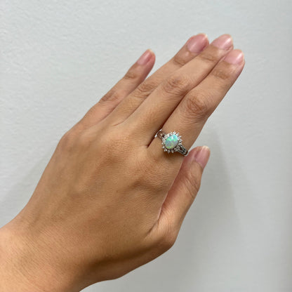 昭和ジュエリー オパール ダイヤモンド リング Pt900 0.78ct ヴィンテージ 昭和レトロ 指輪 プラチナ MR00765