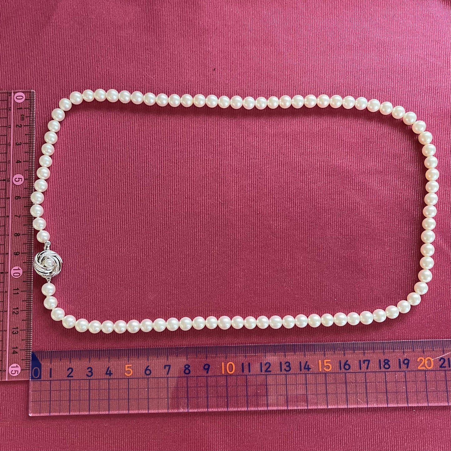 【日本の作品】パール 6.8-6.9mm珠 58cm シンプル セミロング ネックレス 〜冠婚葬祭に使いやすいシンプルデザイン〜MON00284