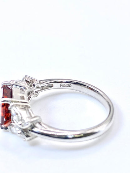スペサルティンガーネット 2.437ct / ダイヤモンド 計0.37ct Pt900 リング 12.5号【リフレッシュメント(新品仕上げ・補修・洗浄等済)】【3日以内返品可（※カード/キャリア決済の場合）】