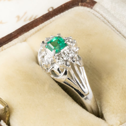 昭和ジュエリー エメラルド ダイヤモンド リング Pt200 0.25ct ヴィンテージ 昭和レトロ 指輪 プラチナ CHR01827 2枚目