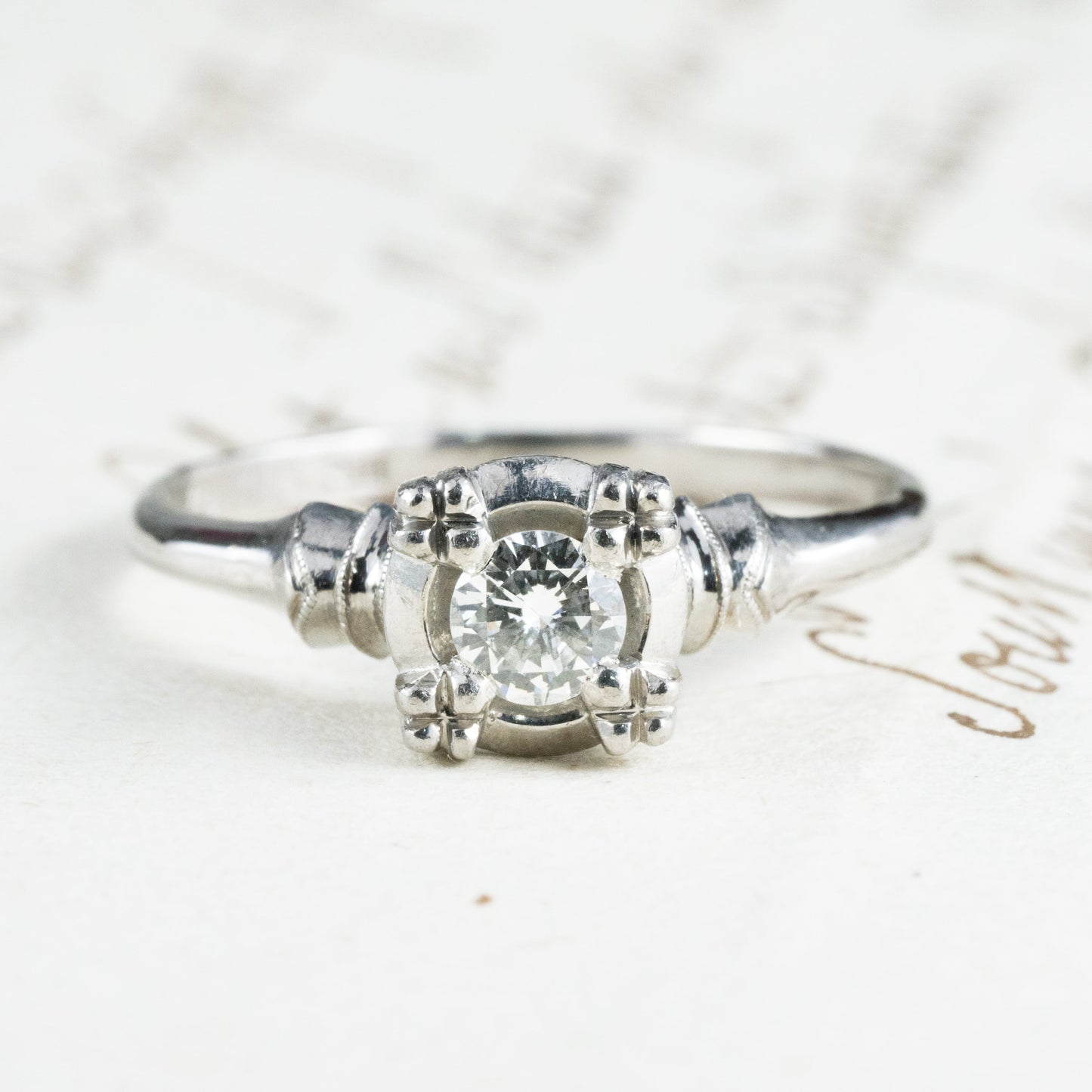 昭和ジュエリー ダイヤモンド リング Pm プラチナ 三越 ヴィンテージ 昭和レトロ 指輪 0.18ct OKR00138