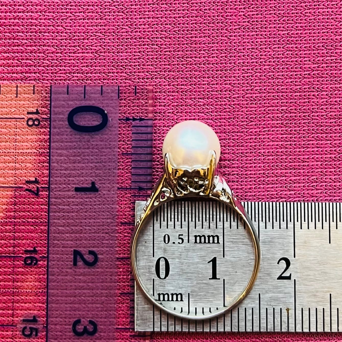 昭和ジュエリー アコヤパール 真珠 リング Pt900 8.2mm ダイヤモンド ヴィンテージ 昭和レトロ 一粒パール 透かしデザイン 指輪 DR00438