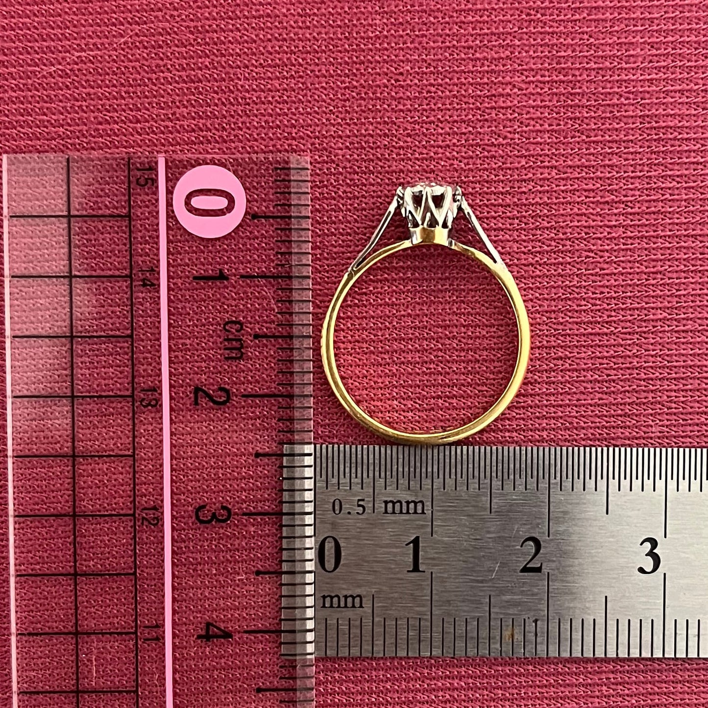 イギリス アンティーク ソリテール リング 指輪 1900年前半頃 K18 Pt サーキュラーカットダイヤモンド DR00279