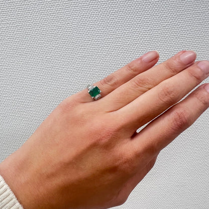 昭和ジュエリー エメラルド ダイヤモンド リング Pt900 1.01ct ヴィンテージ 昭和レトロ 透かしデザイン プラチナ 指輪 MR00777