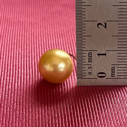 ゴールデンパール ピアス K18 白蝶真珠 12.2-12.4mm ダイヤモンド 0.04ct 大粒パール MOE00062