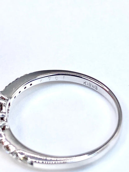 【スリランカ産】非加熱パパラチアサファイア 0.768ct / ダイヤモンド 計0.18ct K18WG リング 11号【リフレッシュメント(新品仕上げ・補修・洗浄等済)】