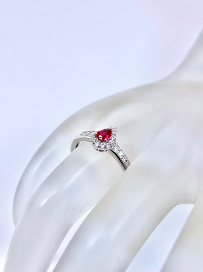 【新品】非加熱ピジョンブラッドルビー 0.21ct / ダイヤモンド 計0.18ct Pt950 リング【新品】【3日以内返品可（※カード/キャリア決済の場合）】