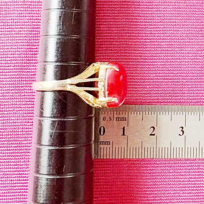 【日本の作品】 K9  昭和レトロ 赤珊瑚（充填なし）リング 〜静かな情熱を秘めた日本の赤〜  OKR00212