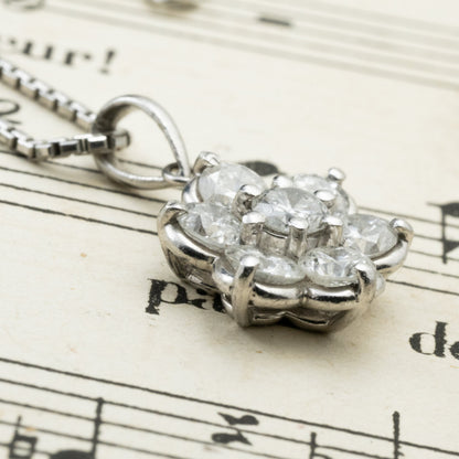 Pt900 ダイヤモンド1.02ct フラワー クラスター ペンダント トップ チャーム ヴィンテージ 小花デザイン 上品な輝き MOP00239