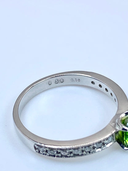 デマントイドガーネット 0.80ct / ダイヤモンド 計0.16ct Pt950 リング 11号【リフレッシュメント(新品仕上げ・補修・洗浄等済)】【3日以内返品可（※カード/キャリア決済の場合）】