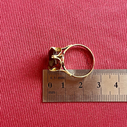 昭和ジュエリー スモーキークォーツ リング K14 ヴィンテージ 昭和レトロ ゴールド 指輪 MOR00648