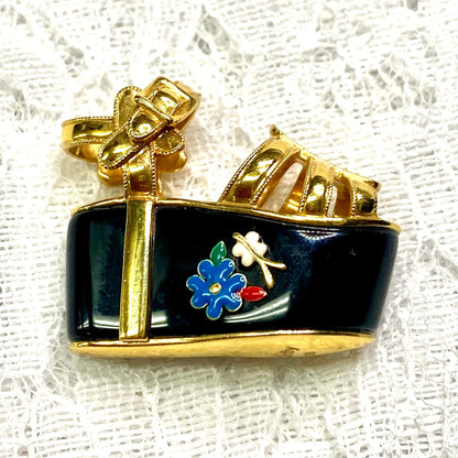 Vintage Salvatore Ferragamo Jewels Miniature Preziose Butterfly Necklace （サルヴァトーレ・フェラガモ ジュエルズ ミニチュア・プレツィオーゼ バタフライ ペンダントトップ K18 ヴィンテージ イエロー ゴールドジュエリー オニキス MOP00285