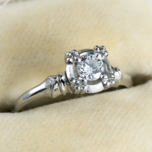 昭和ジュエリー ダイヤモンド リング Pm プラチナ 三越 ヴィンテージ 昭和レトロ 指輪 0.18ct OKR00138