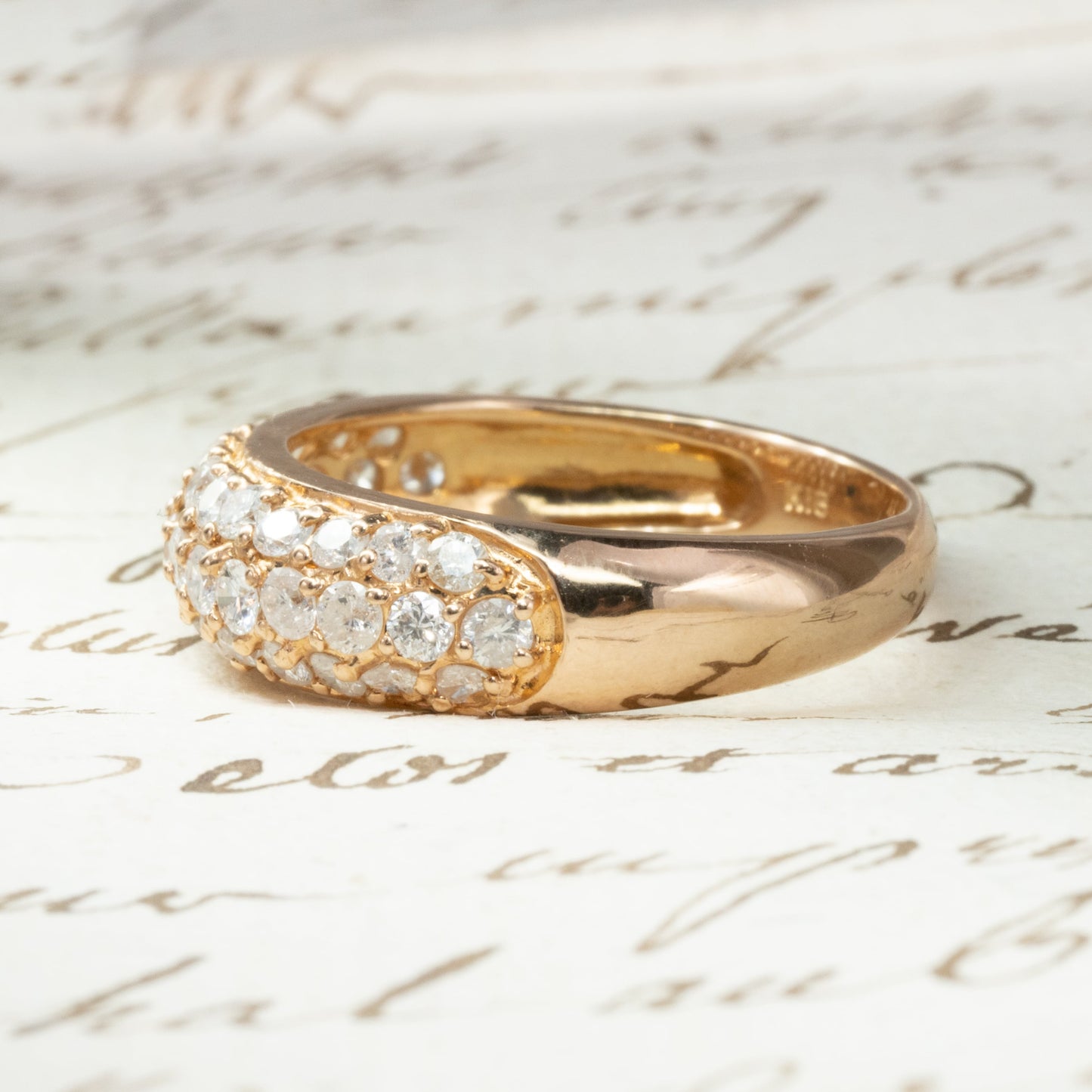 【日本の作品】 K18 1.00ct パヴェセッティング ダイヤモンド リング 指輪  華やかデザイン  MOR00542