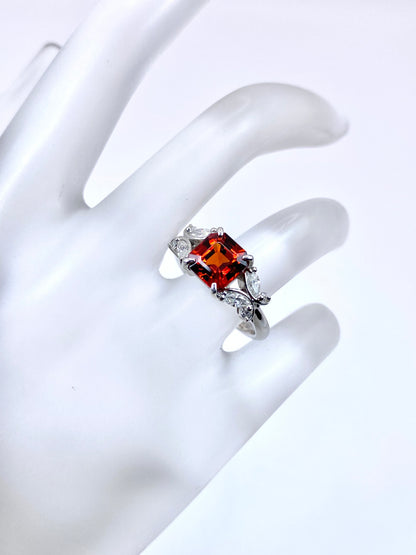スペサルティンガーネット 2.437ct / ダイヤモンド 計0.37ct Pt900 リング 12.5号【リフレッシュメント(新品仕上げ・補修・洗浄等済)】【3日以内返品可（※カード/キャリア決済の場合）】