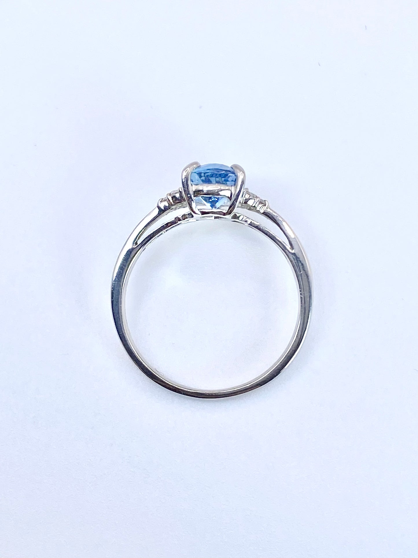 サンタマリア アクアマリン 1.23ct/ダイヤモンド 計0.08ct Pt900 リング 14号【リフレッシュメント(新品仕上げ・補修・洗浄等済)】【3日以内返品可（※カード/キャリア決済の場合）】