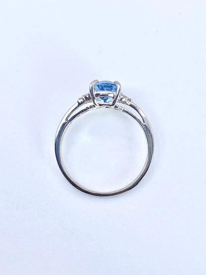 サンタマリア アクアマリン 1.23ct/ダイヤモンド 計0.08ct Pt900 リング 14号【リフレッシュメント(新品仕上げ・補修・洗浄等済)】【3日以内返品可（※カード/キャリア決済の場合）】