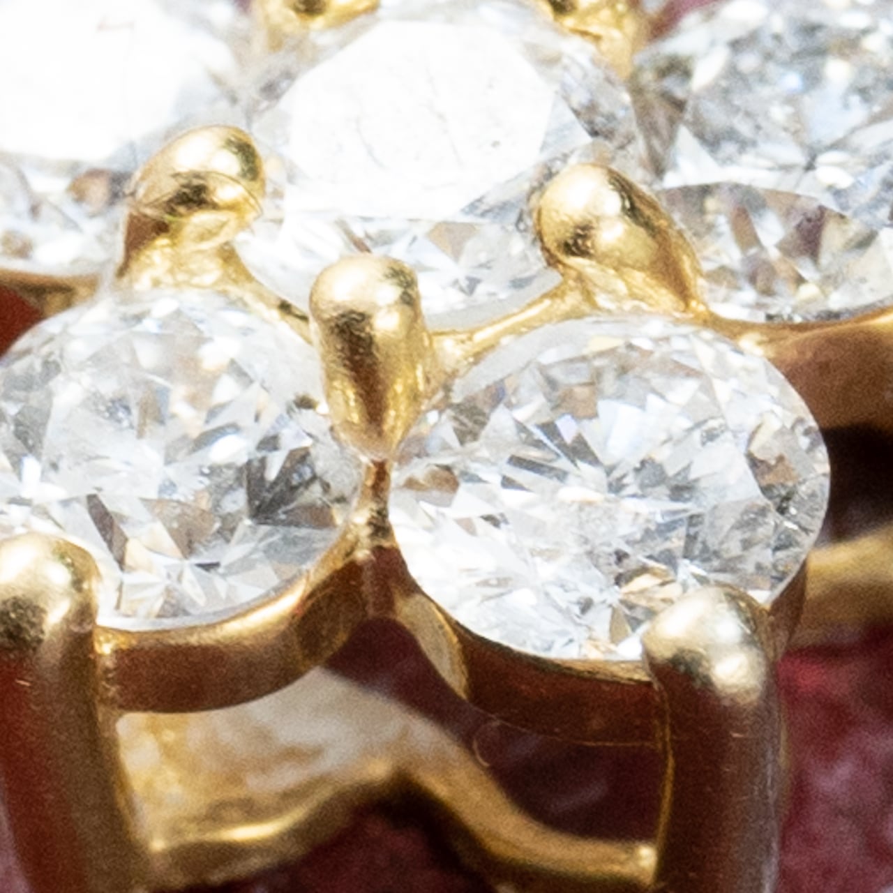K18 ヴィンテージ ゴールド ジュエリー ダイヤモンド 0.26ct 花 フラワー シンプルデザイン ボールチェーン ネックレス 40.5cm CHP00878
