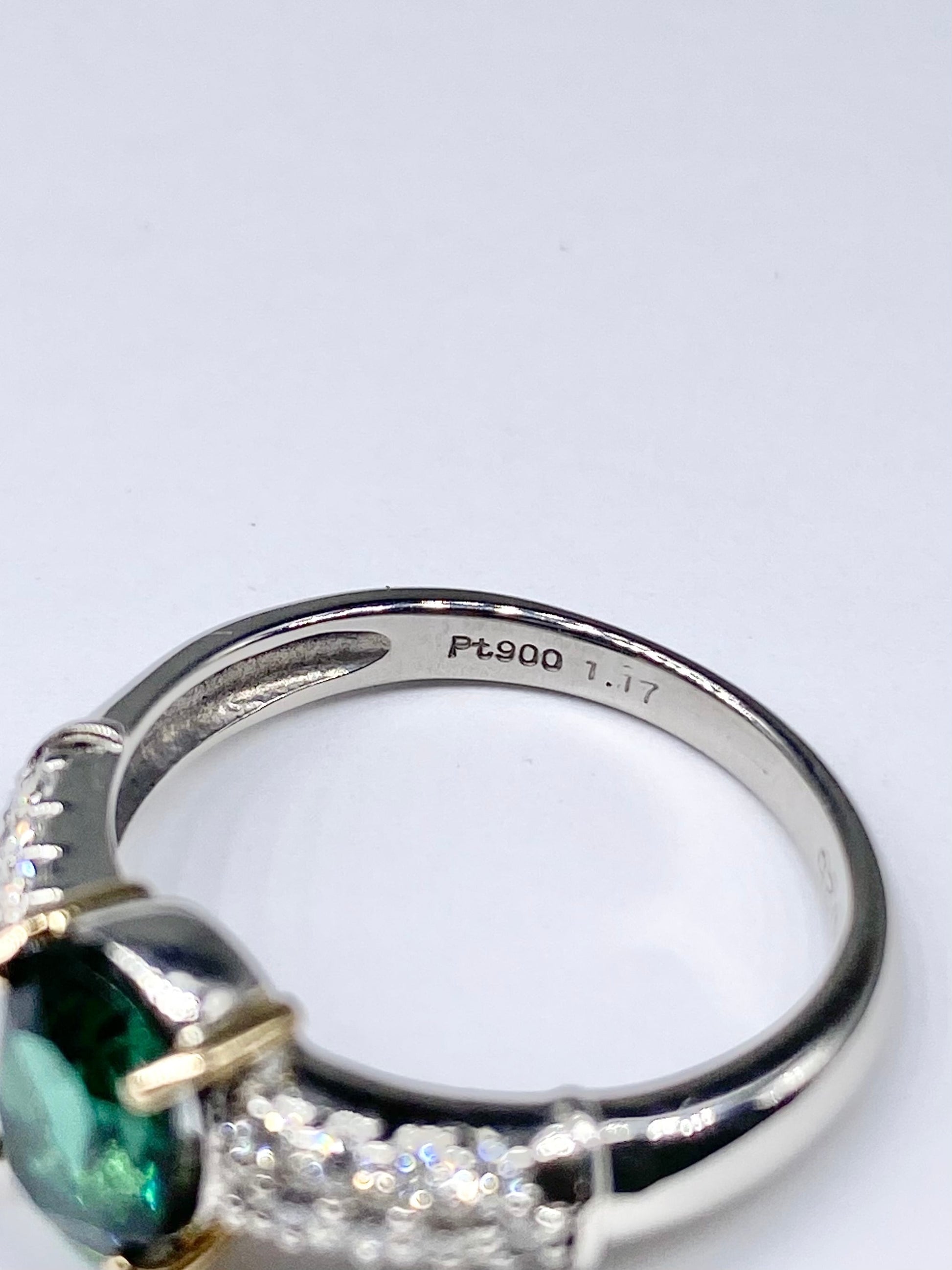 グリーントルマリン 1.17ct / ダイヤモンド 計0.25ct Pt900/K18 リング リフレッシュメント新品仕上げ・補修・洗浄等済動画リンク　Twitter/Xあり3日以内返品可※カード/キ 12枚目