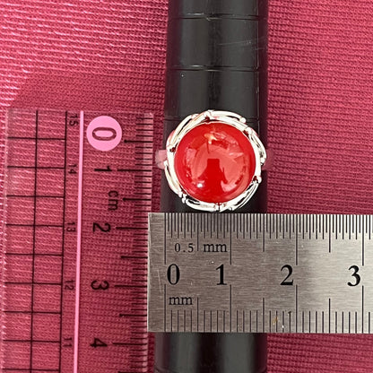 昭和レトロ 昭和ジュエリー ヴィンテージ デラックス デザイン 大粒 赤珊瑚 コーラル 12.1mm Pt900 〜花弁の様な透かし〜  OKR00074