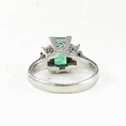 昭和ジュエリー エメラルド ダイヤモンド リング Pt900 1.01ct ヴィンテージ 昭和レトロ 透かしデザイン プラチナ 指輪 MR00777