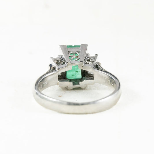昭和ジュエリー エメラルド ダイヤモンド リング Pt900 1.01ct ヴィンテージ 昭和レトロ 透かしデザイン プラチナ 指輪 MR00777 2枚目