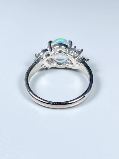 ウォーターオパール 1.61ct / ダイヤモンド 計0.45ct Pt900 リング 12.5号【リフレッシュメント(新品仕上げ・補修・洗浄等済)】