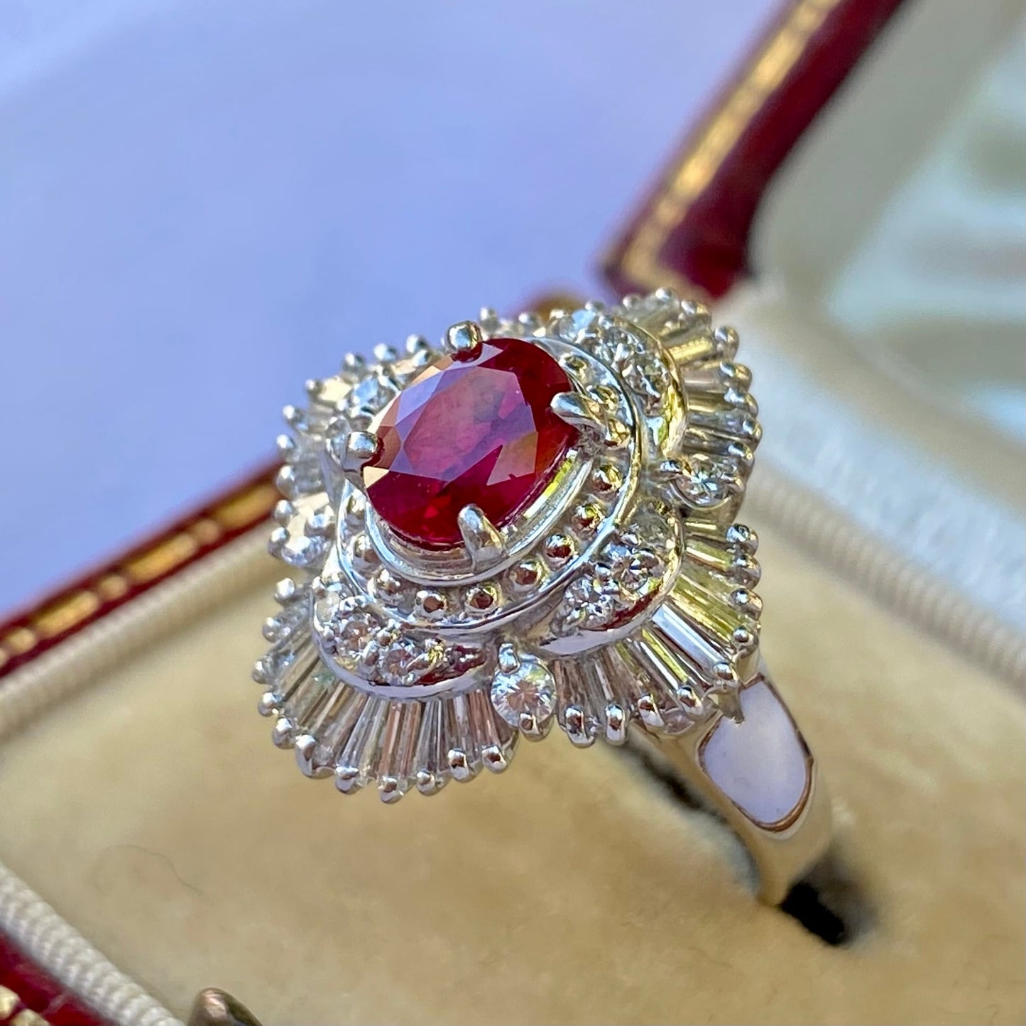 昭和ジュエリー ルビー ダイヤモンド リング Pt900 0.92ct 0.76ct ヴィンテージ 昭和レトロ プラチナ 指輪 MOR00697