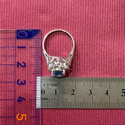 Pt900 昭和ザマスリング 非加熱ブルーサファイヤ 3.903ct ダイヤモンド0.35   〜遥か遠き氷の国のご令嬢リング〜OKR00249