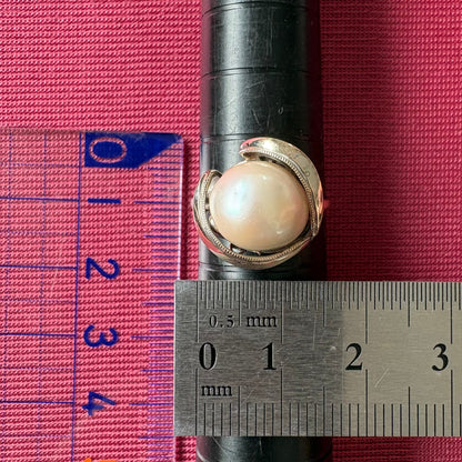 K14WG 真珠リング 透かし細工が美しいヴィンテージパールリング MOR00732