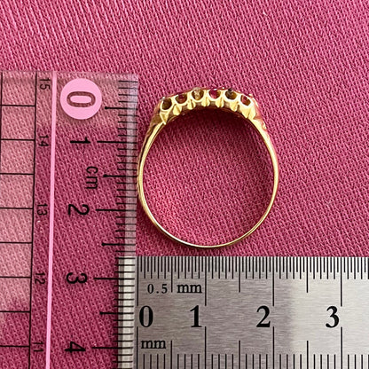 アンティークジュエリー イギリス アンティーク 2row リング 1863年 K18 オールドカットダイヤモンド ルビーDR00599