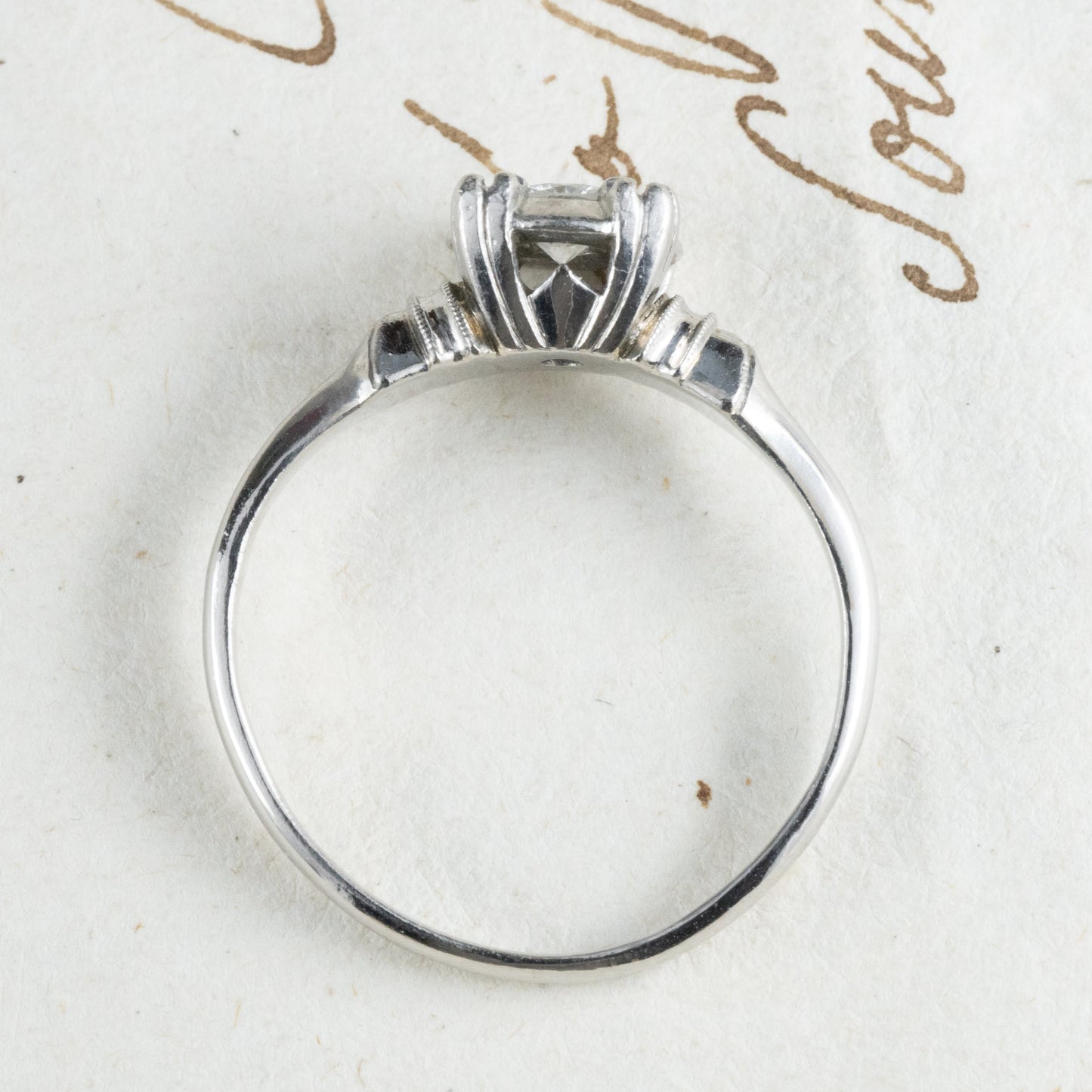昭和ジュエリー ダイヤモンド リング Pm プラチナ 三越 ヴィンテージ 昭和レトロ 指輪 0.18ct OKR00138