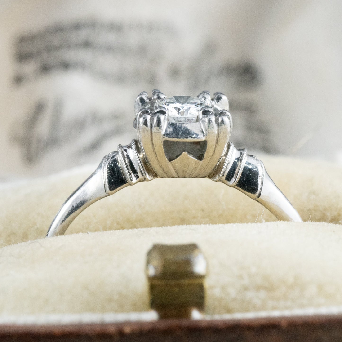 昭和ジュエリー ダイヤモンド リング Pm プラチナ 三越 ヴィンテージ 昭和レトロ 指輪 0.18ct OKR00138