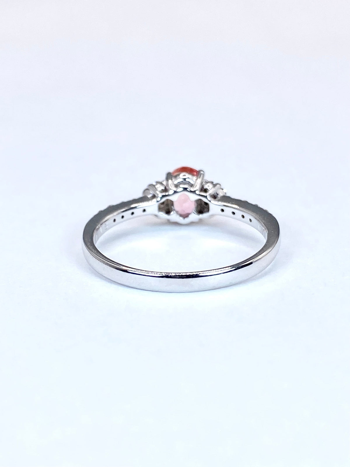 【スリランカ産】非加熱パパラチアサファイア 0.768ct / ダイヤモンド 計0.18ct K18WG リング 11号【リフレッシュメント(新品仕上げ・補修・洗浄等済)】