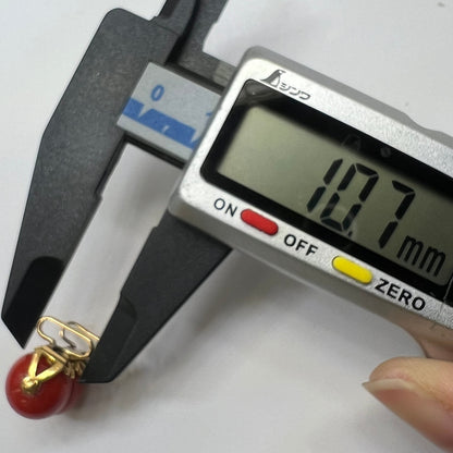 昭和ジュエリー 赤珊瑚 サンゴ 帯留め K18 ヴィンテージ 昭和レトロ コーラル 2珠 和装ジュエリー 帯どめ MOTH00026