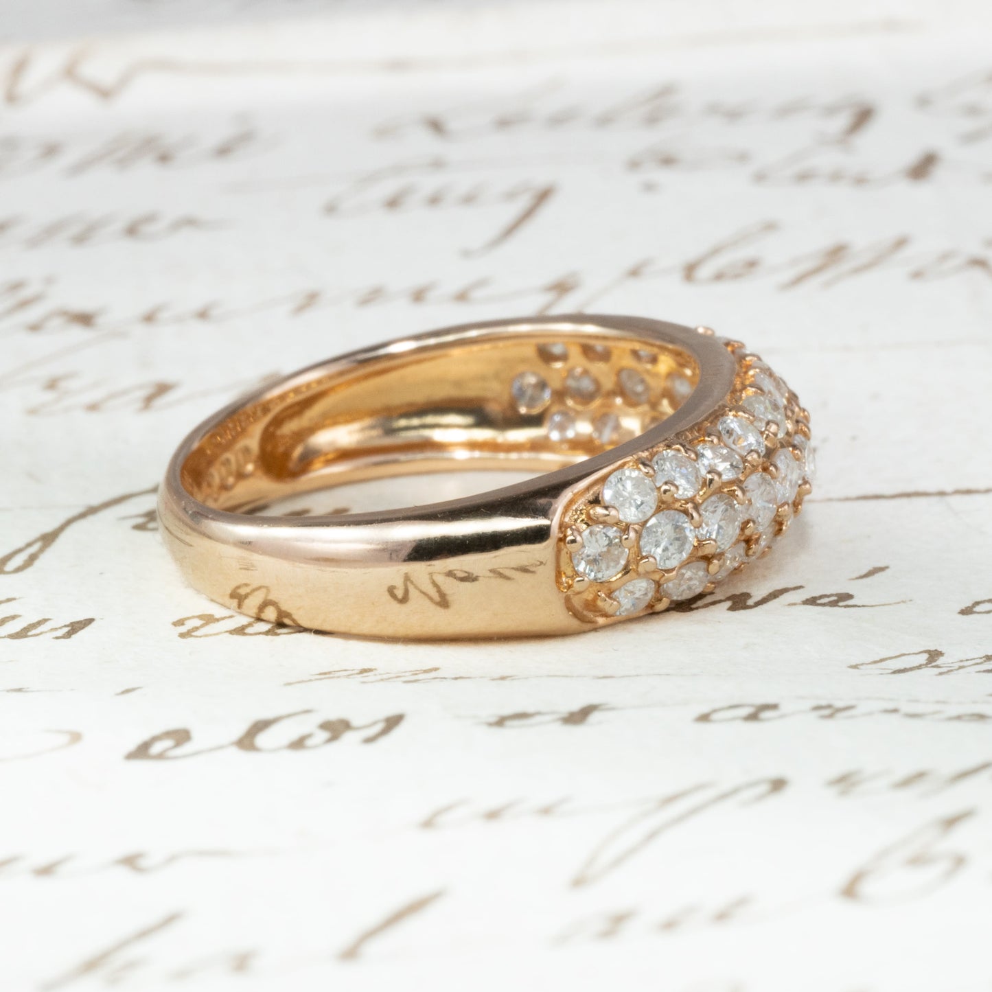【日本の作品】 K18 1.00ct パヴェセッティング ダイヤモンド リング 指輪  華やかデザイン  MOR00542