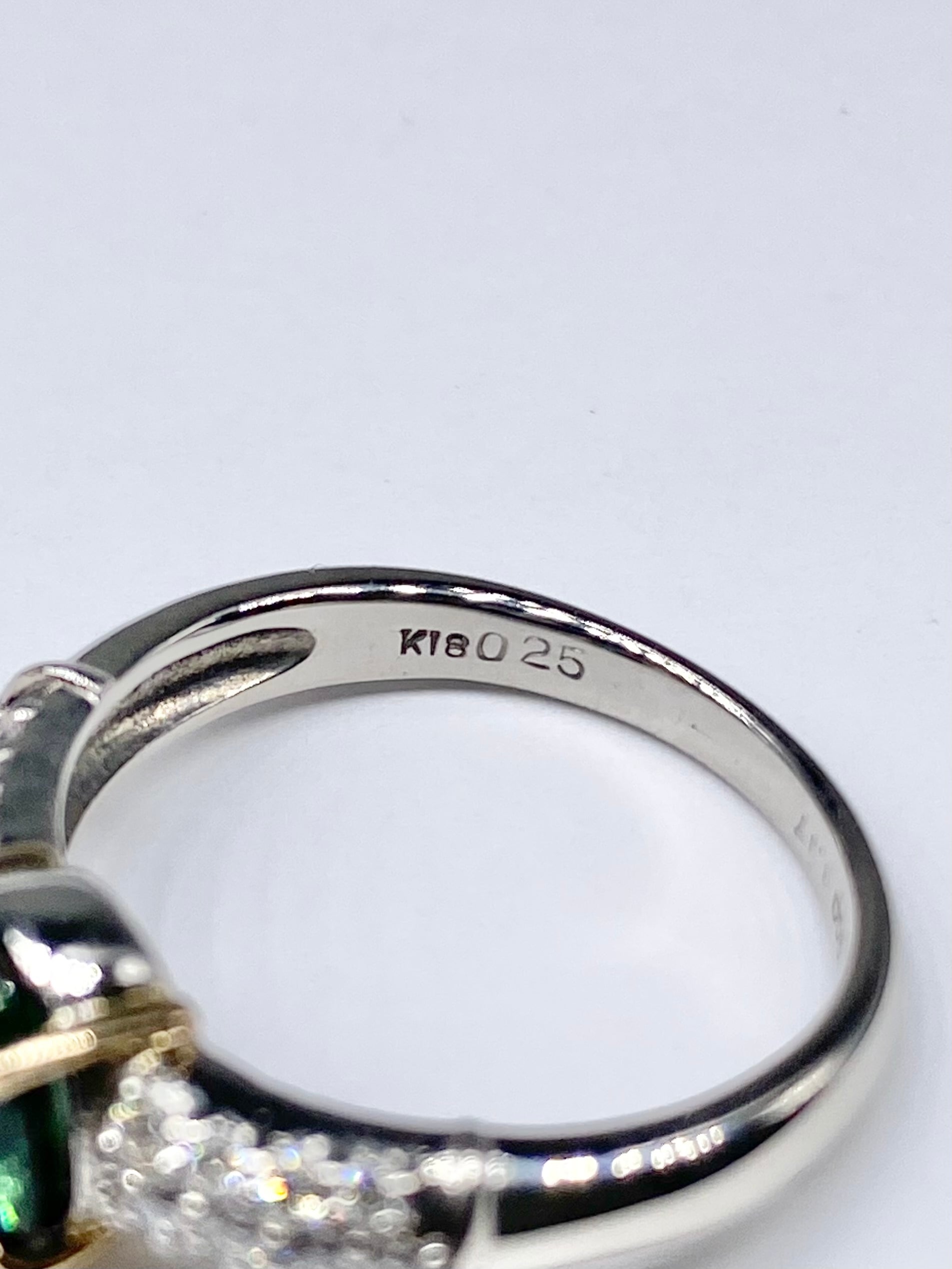 グリーントルマリン 1.17ct / ダイヤモンド 計0.25ct Pt900/K18 リング リフレッシュメント新品仕上げ・補修・洗浄等済動画リンク　Twitter/Xあり3日以内返品可※カード/キ 11枚目